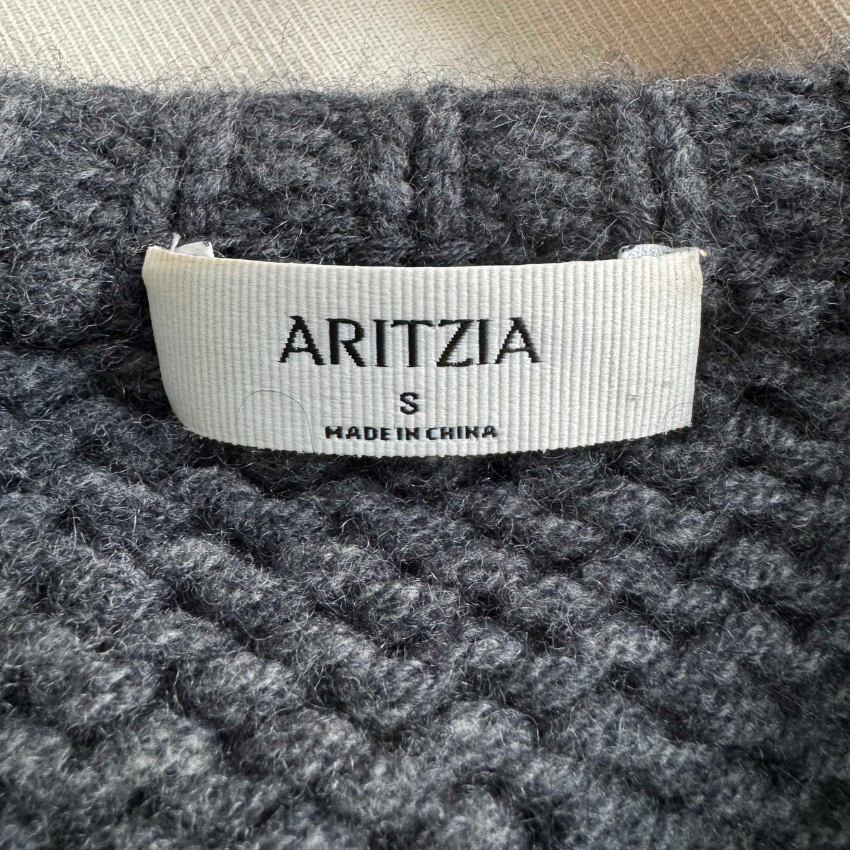 Aritzia Mesh Cashmere Oversized Crew Sweater in Dark Grey, size Small