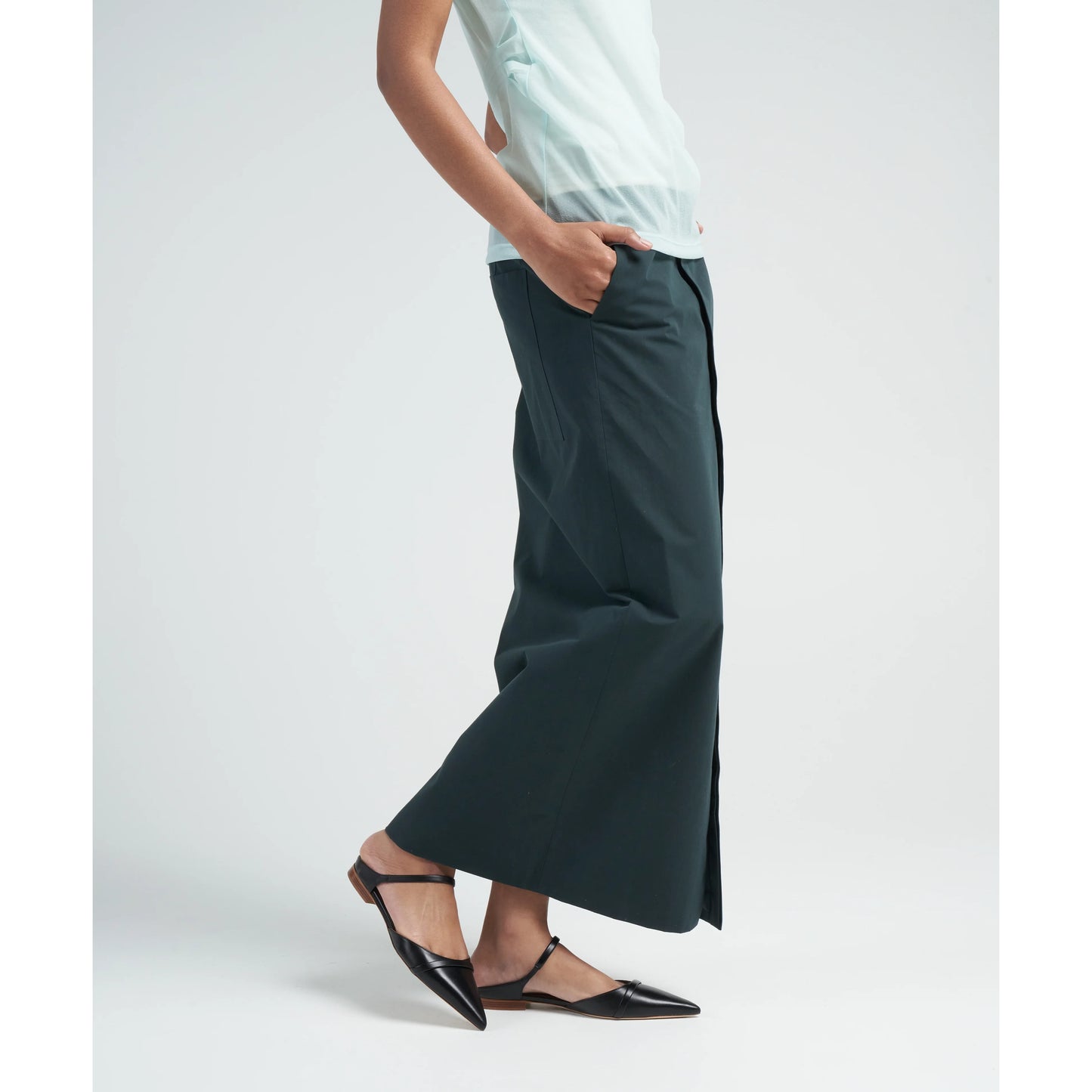 Tibi Arun Suiting Maxi Skirt in Hazel Green, size 14