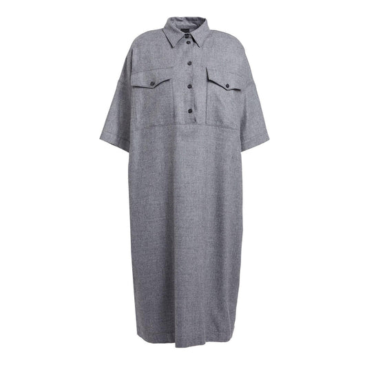 Aspesi Short Sleeve Wool Dress in Grey, size 46 (fits size 14)