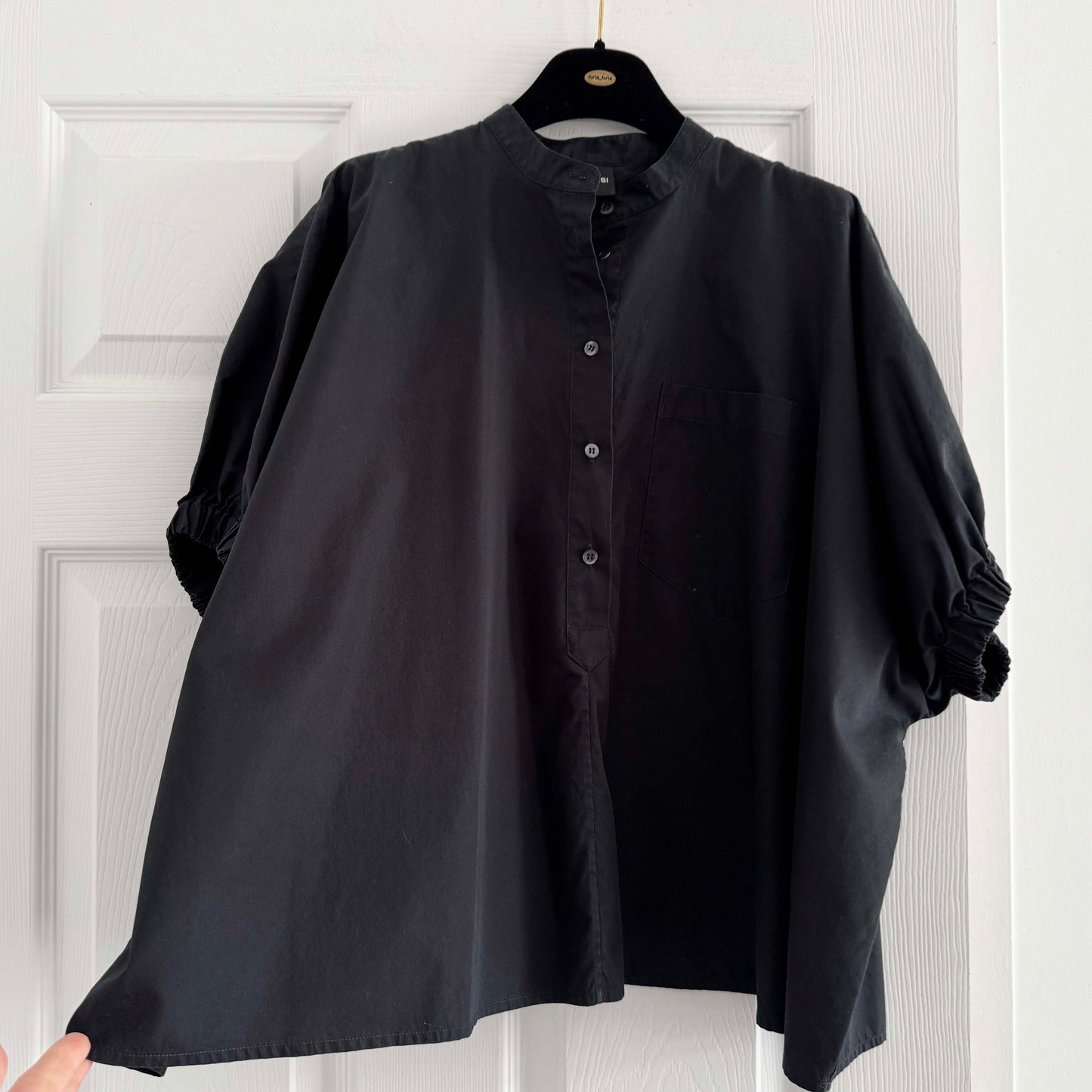 Aspesi Boxy Poplin Shirt in Black, size Medium