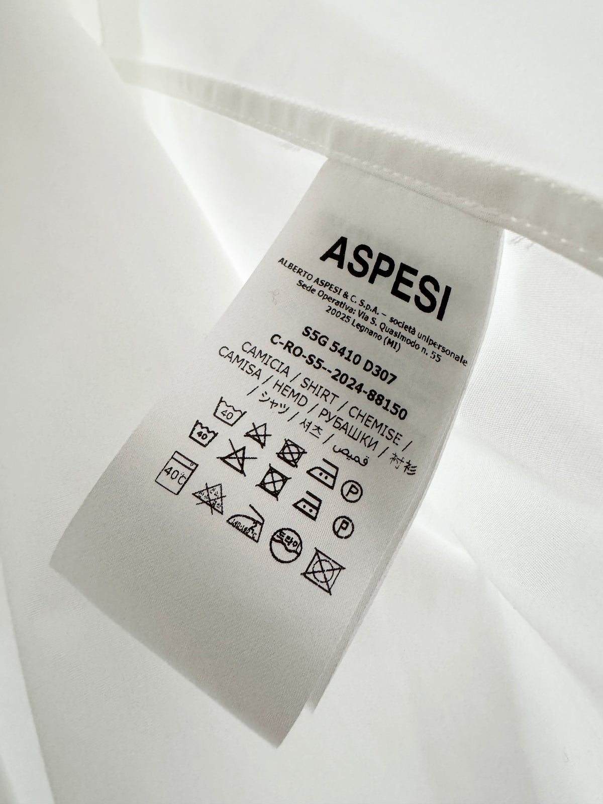 Aspesi Short Sleeve Poplin Shirt in White, size 42 (about a medium)