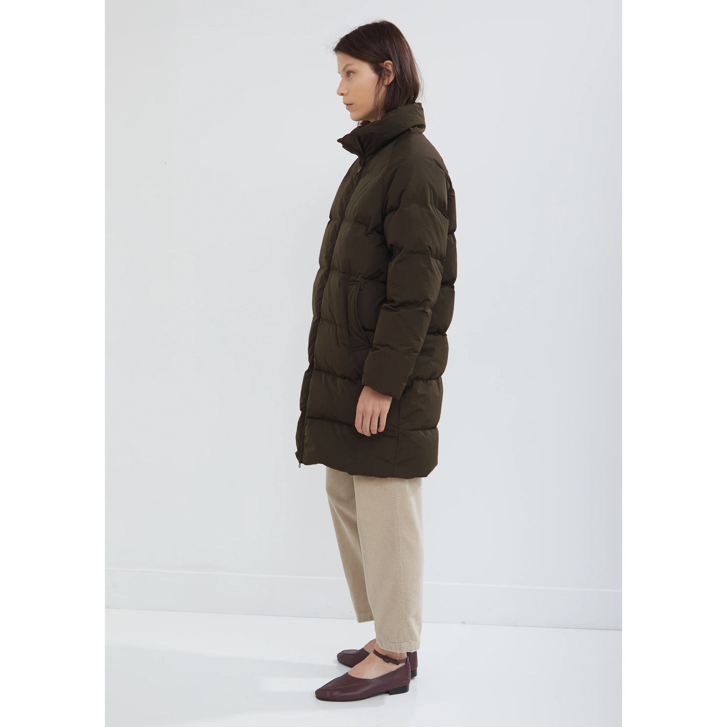 Aspesi "Verdesca" Puffer Coat in Khaki, size Small