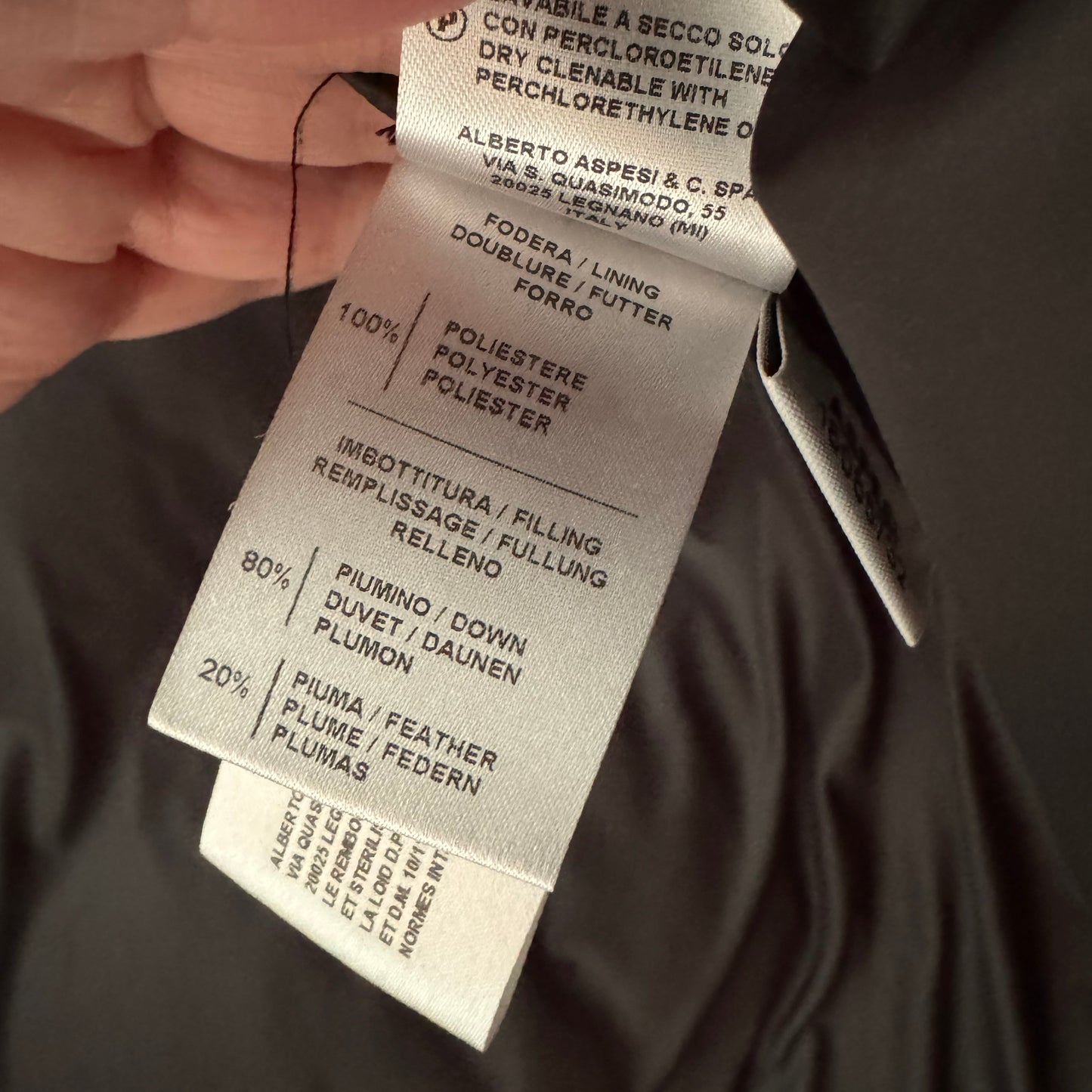 Aspesi "Verdesca" Puffer Coat in Khaki, size Small