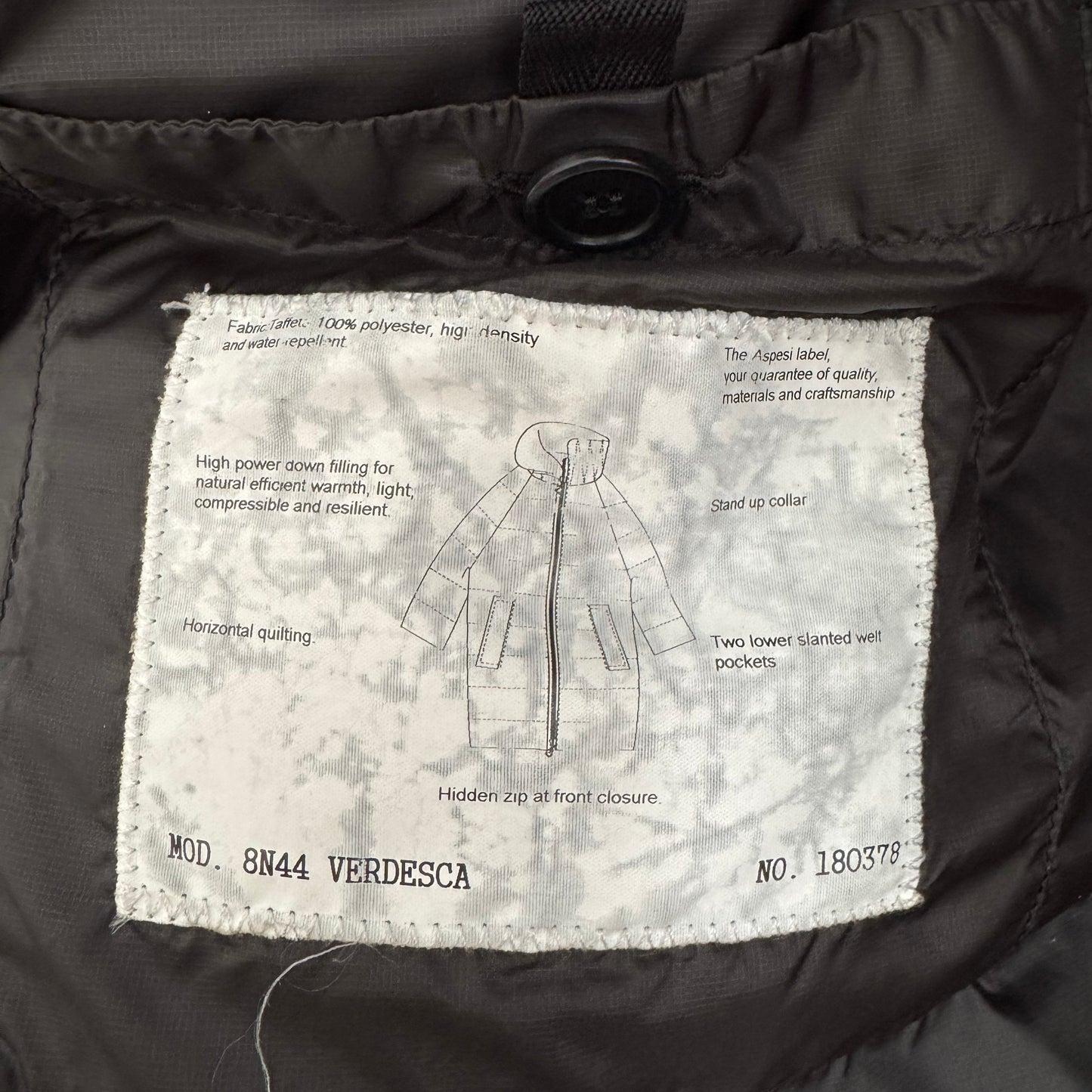 Aspesi "Verdesca" Puffer Coat in Khaki, size Small