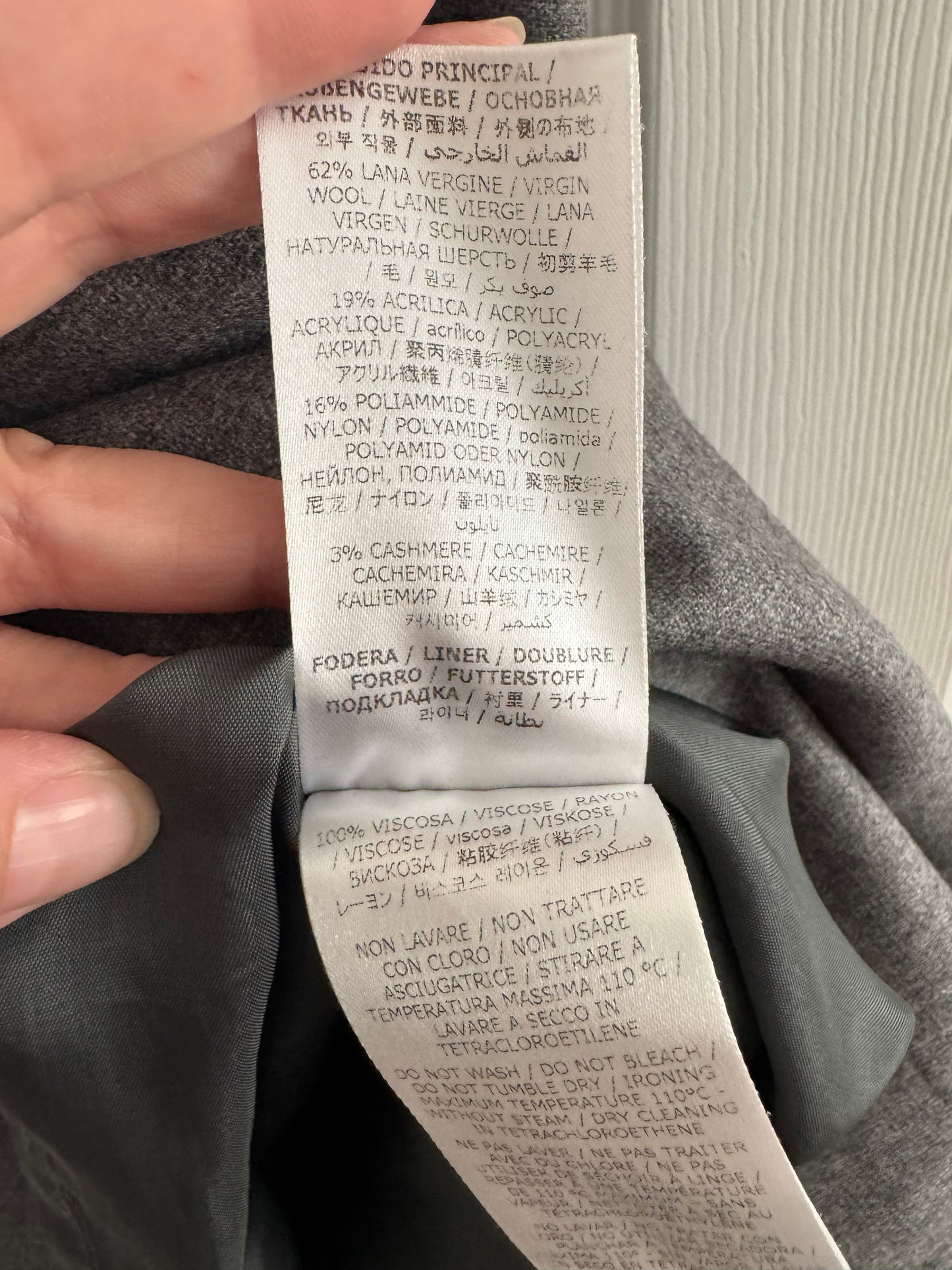 Aspesi Short Sleeve Wool Dress in Grey, size 46 (fits size 14)