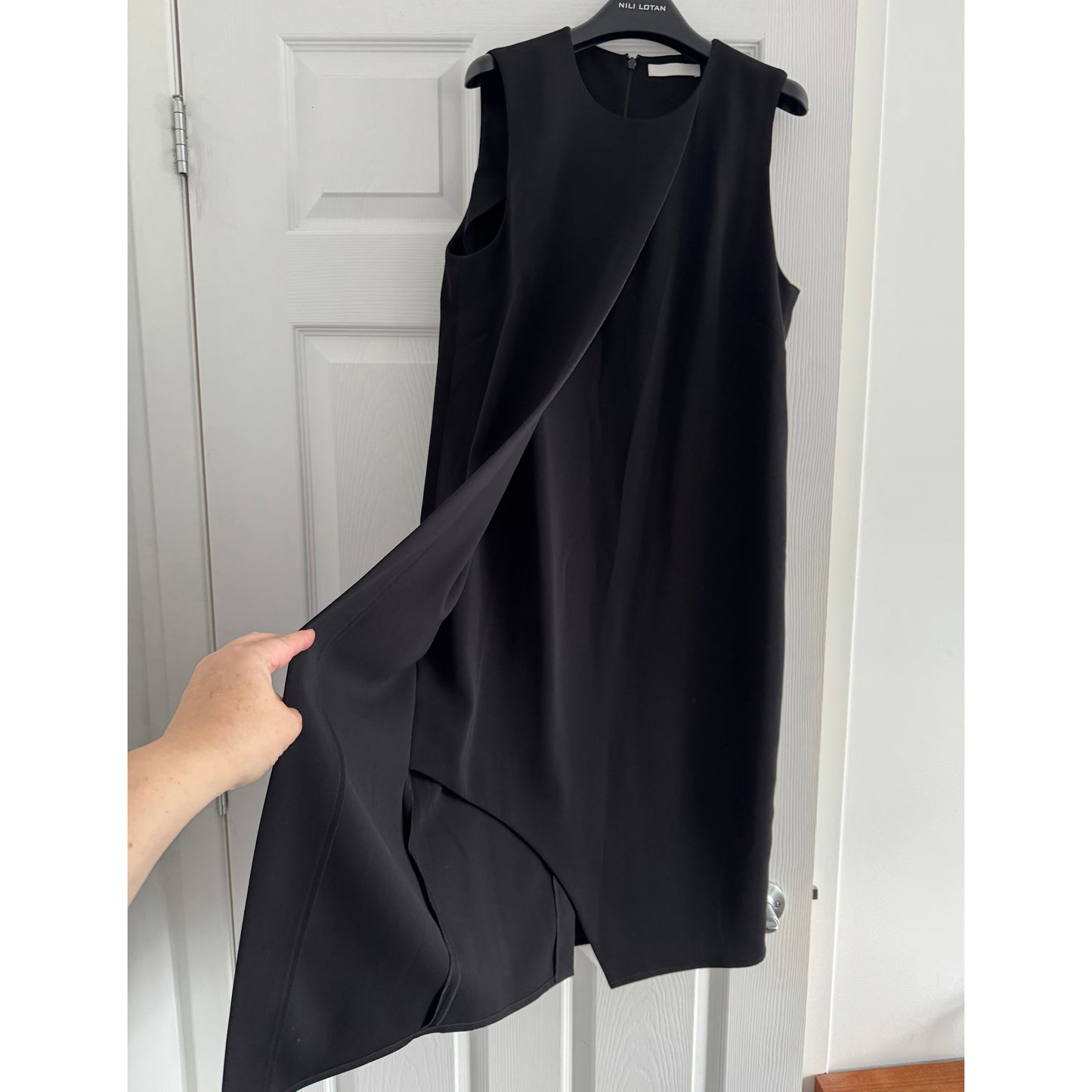 Atea Oceanie Black Crepe Belted Dress, size 40 (Fits size 6 ish)
