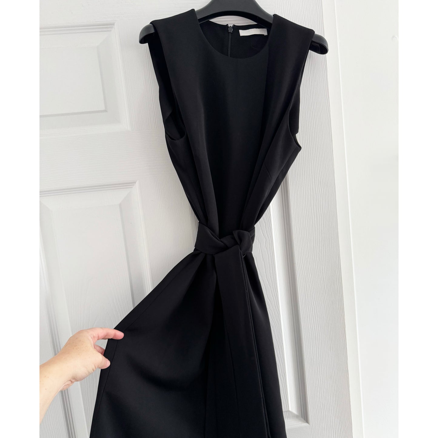 Atea Oceanie Black Crepe Belted Dress, size 40 (Fits size 6 ish)