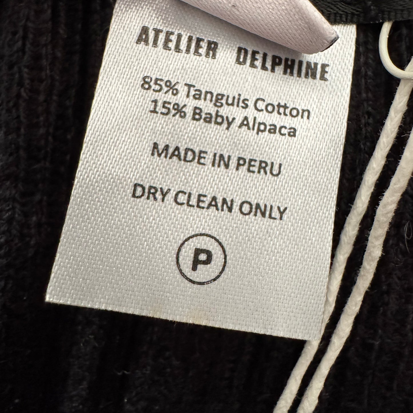 Atelier Delphine Pointelle Ruffle Knit Pant in Black, size Small