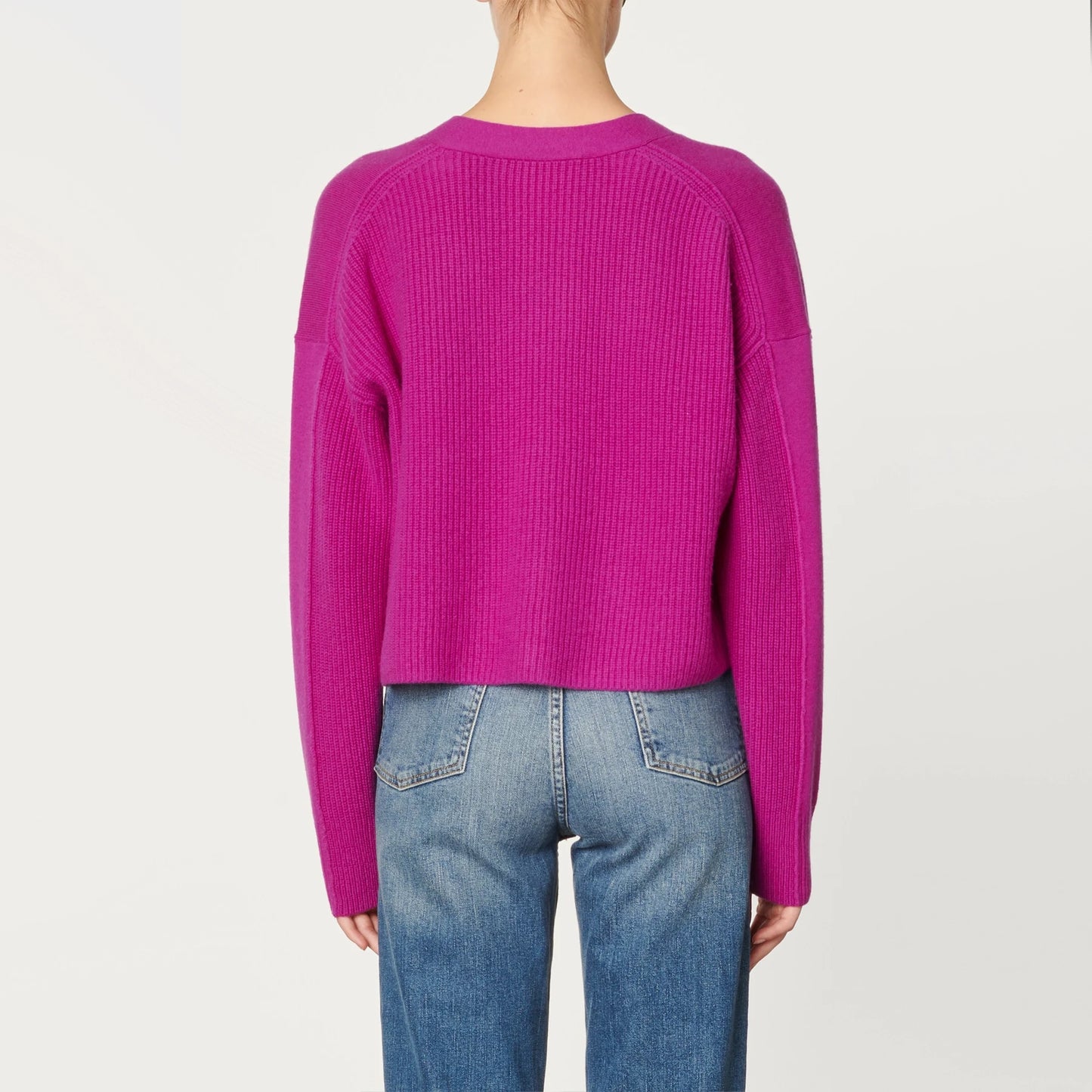 Vanessa Bruno Cropped Merino Cardigan in Violet, size Small