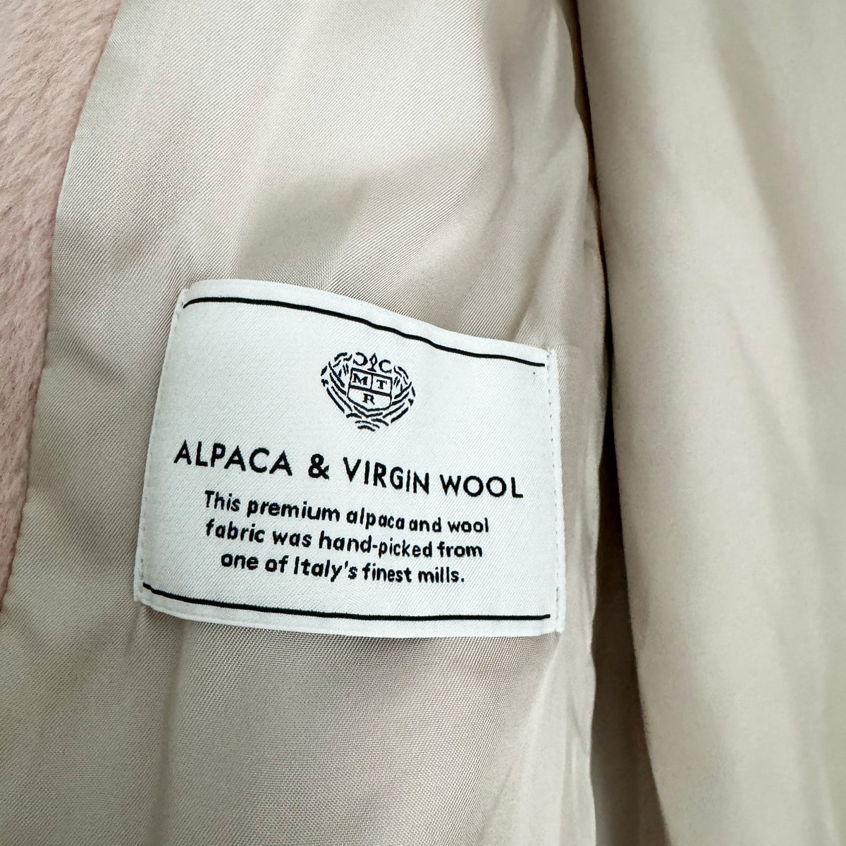 Babaton "Stedman" Alpaca/Wool Coat in Pink, size Small
