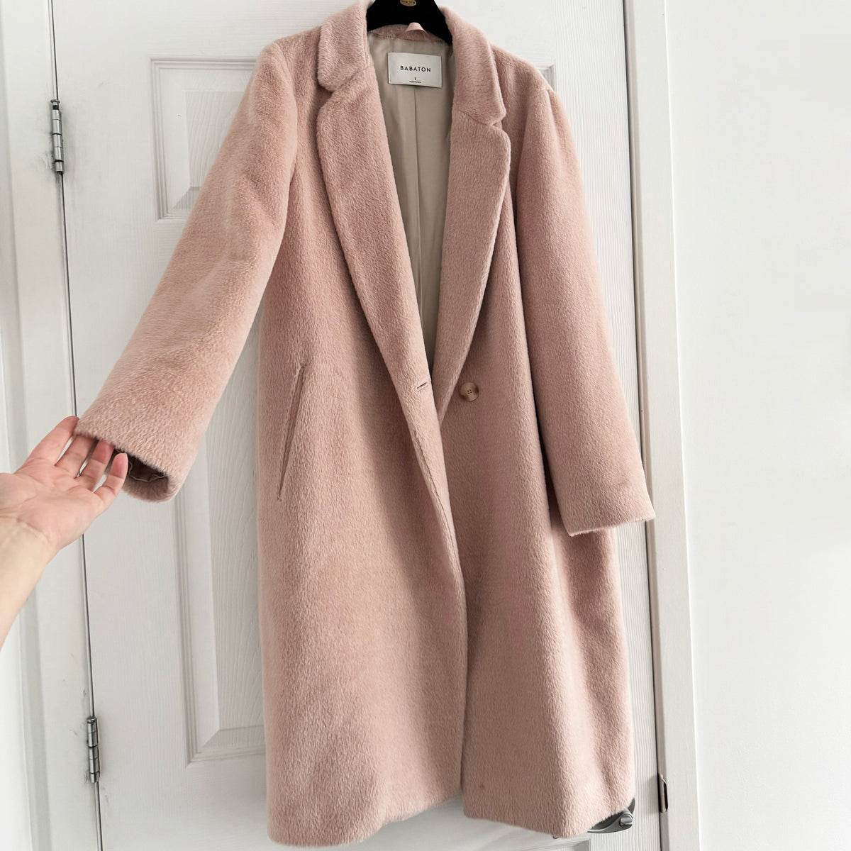 Babaton "Stedman" Alpaca/Wool Coat in Pink, size Small