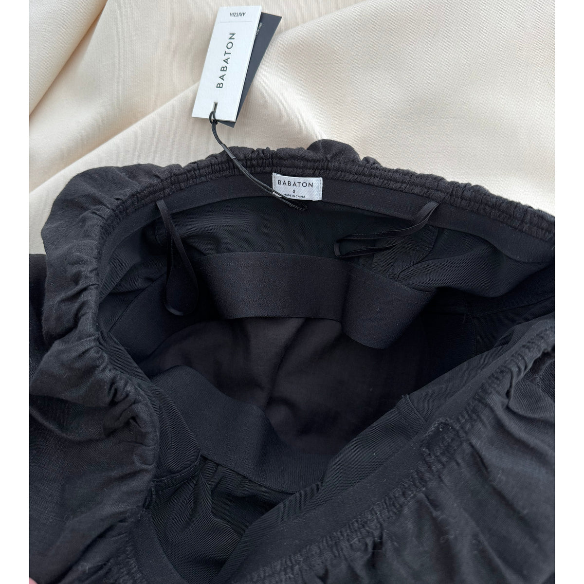 Babaton "Fitzgerald" Linen Dress in Black, size Small