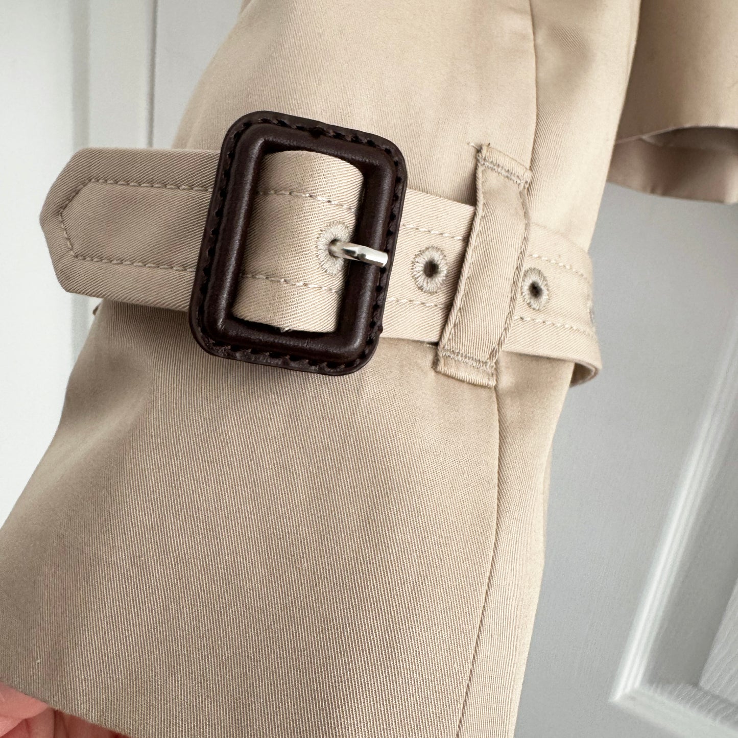 Babaton "Esquire" Short Trench Coat in Beige, size Small