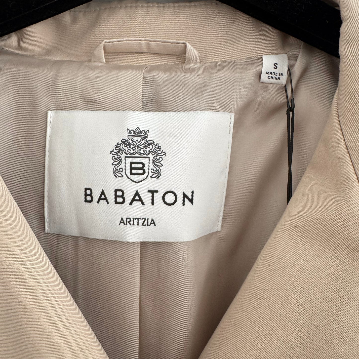 Babaton "Esquire" Short Trench Coat in Beige, size Small