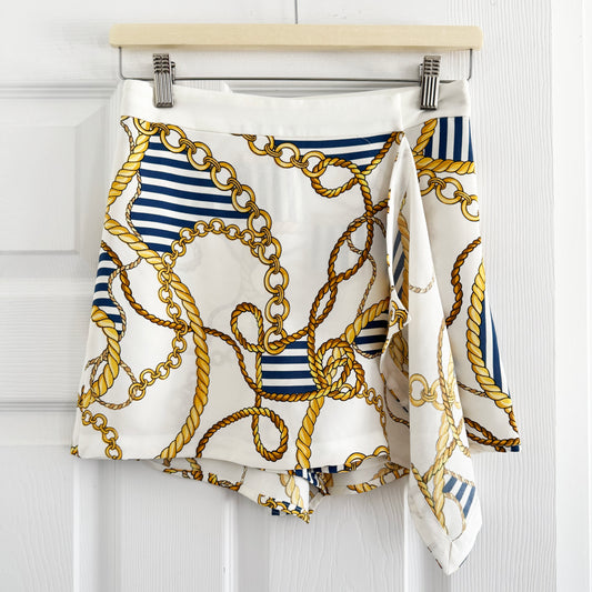 Babaton Nautical Chain-Link Print Skort, size 4