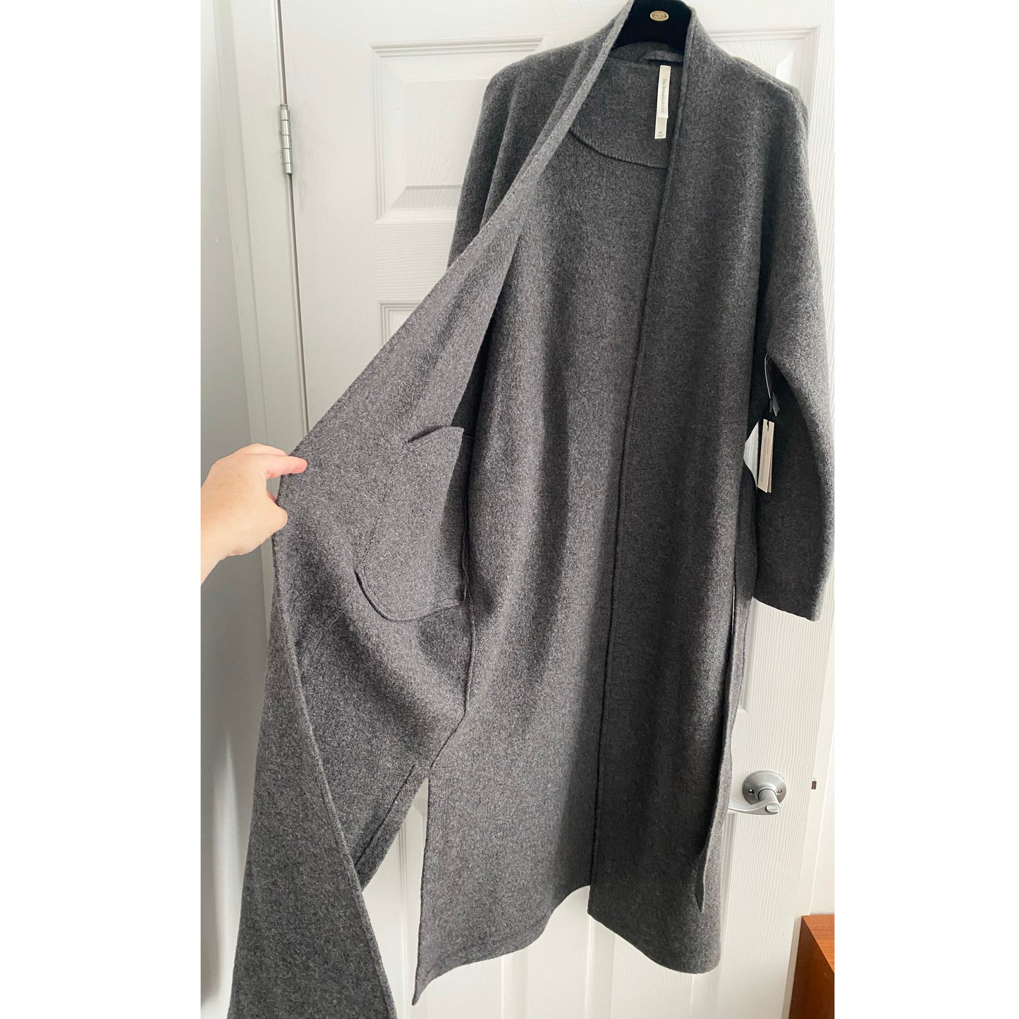 Babaton "Eventide" Robe Coat in Charcoal, size XS (fits Small)