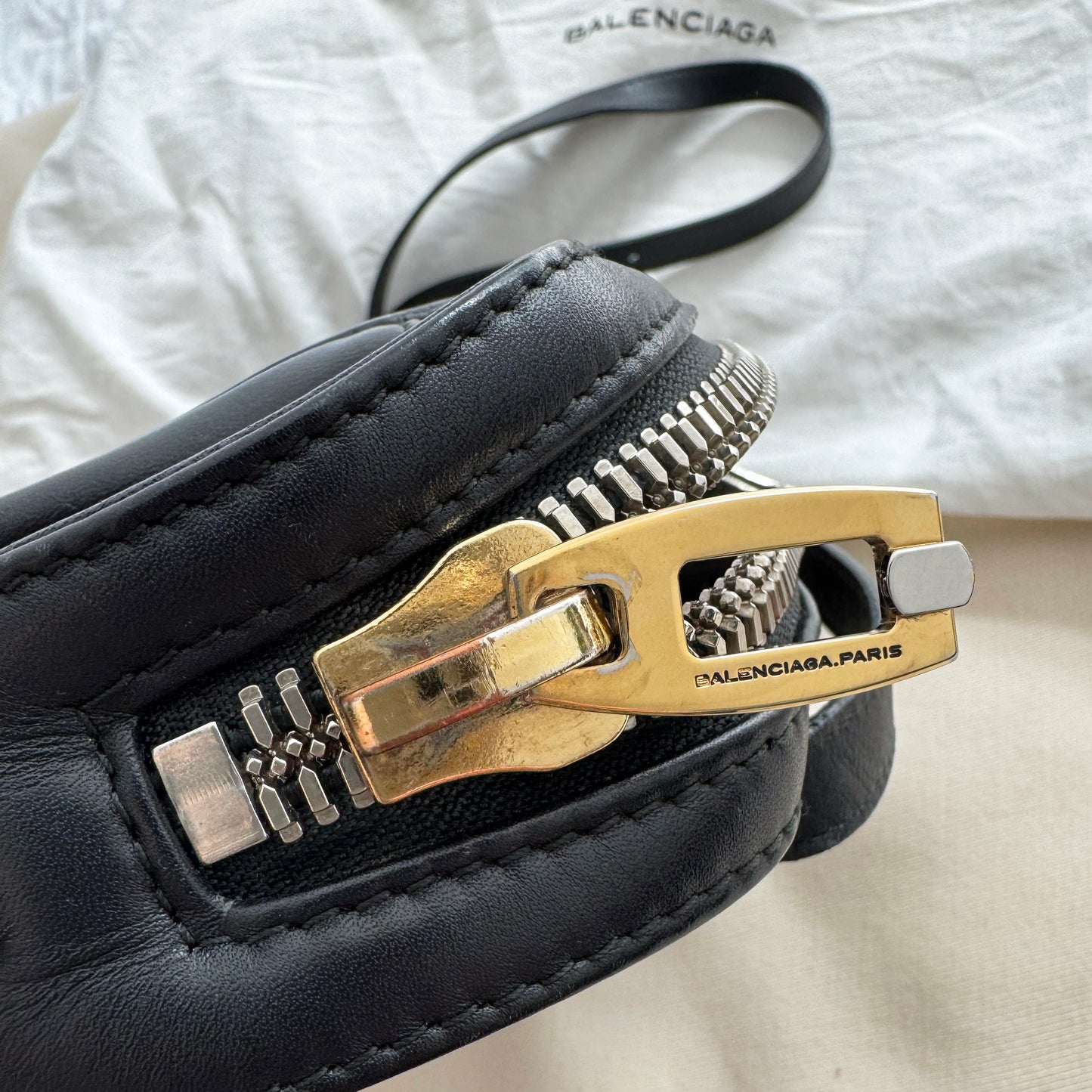 Balenciaga Joint Leather Shoulder Bag in Black