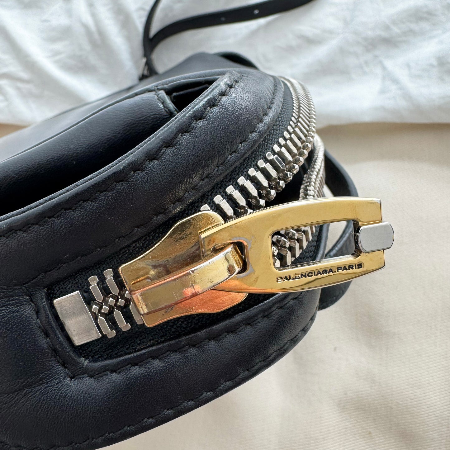 Balenciaga Joint Leather Shoulder Bag in Black