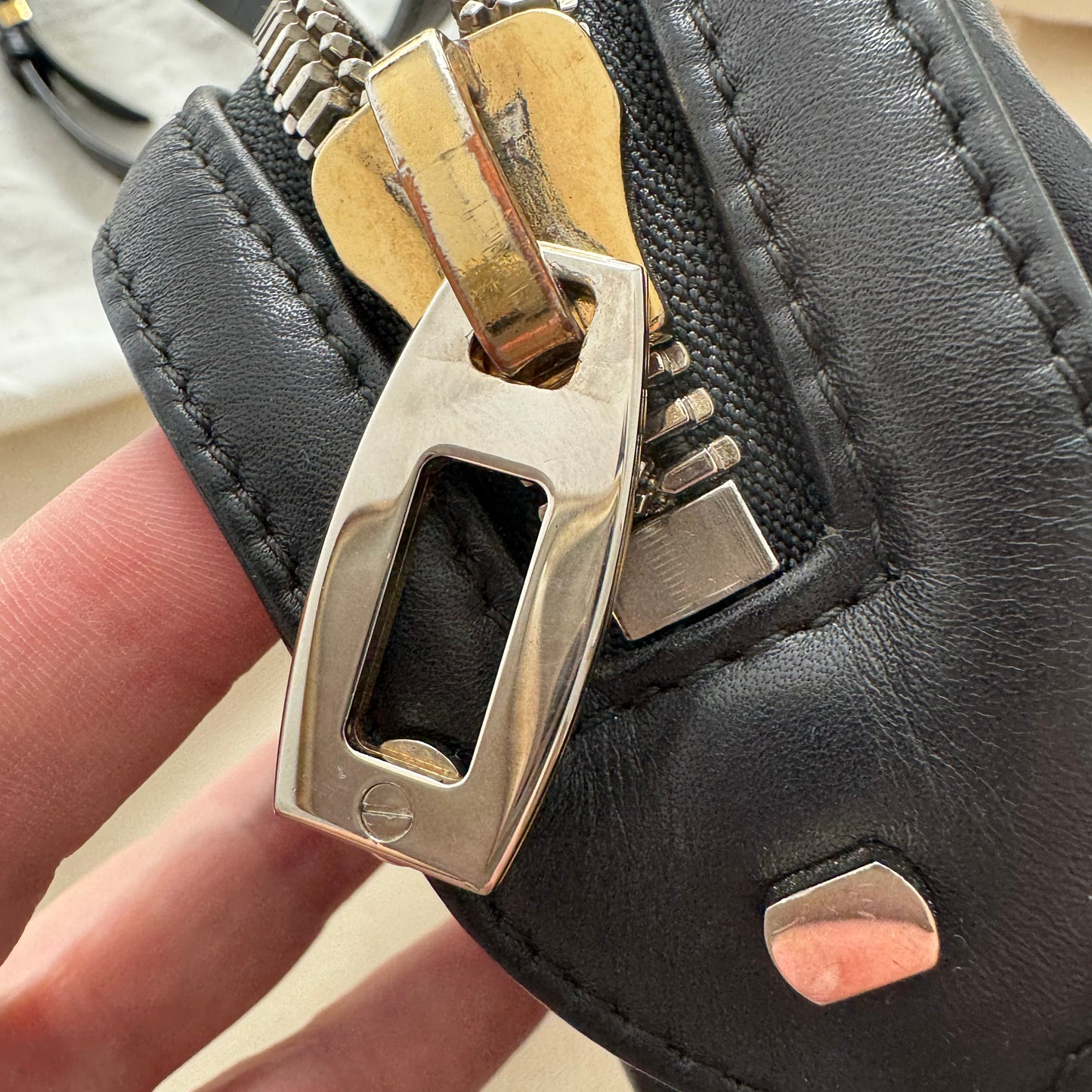 Balenciaga Joint Leather Shoulder Bag in Black