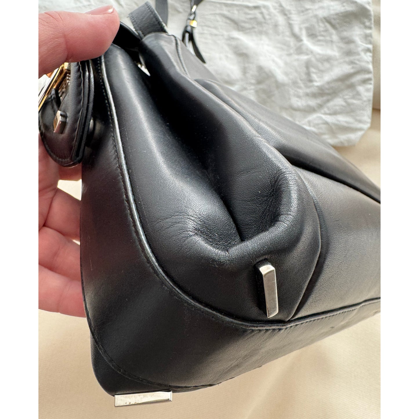 Balenciaga Joint Leather Shoulder Bag in Black
