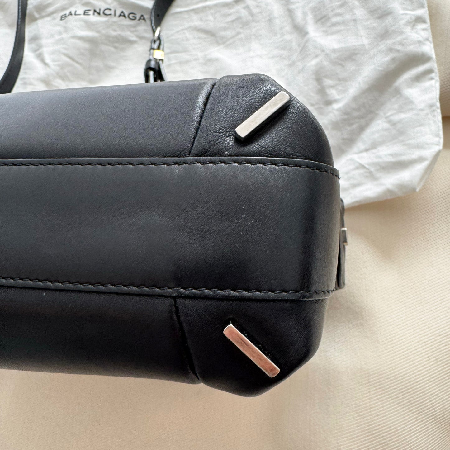 Balenciaga Joint Leather Shoulder Bag in Black