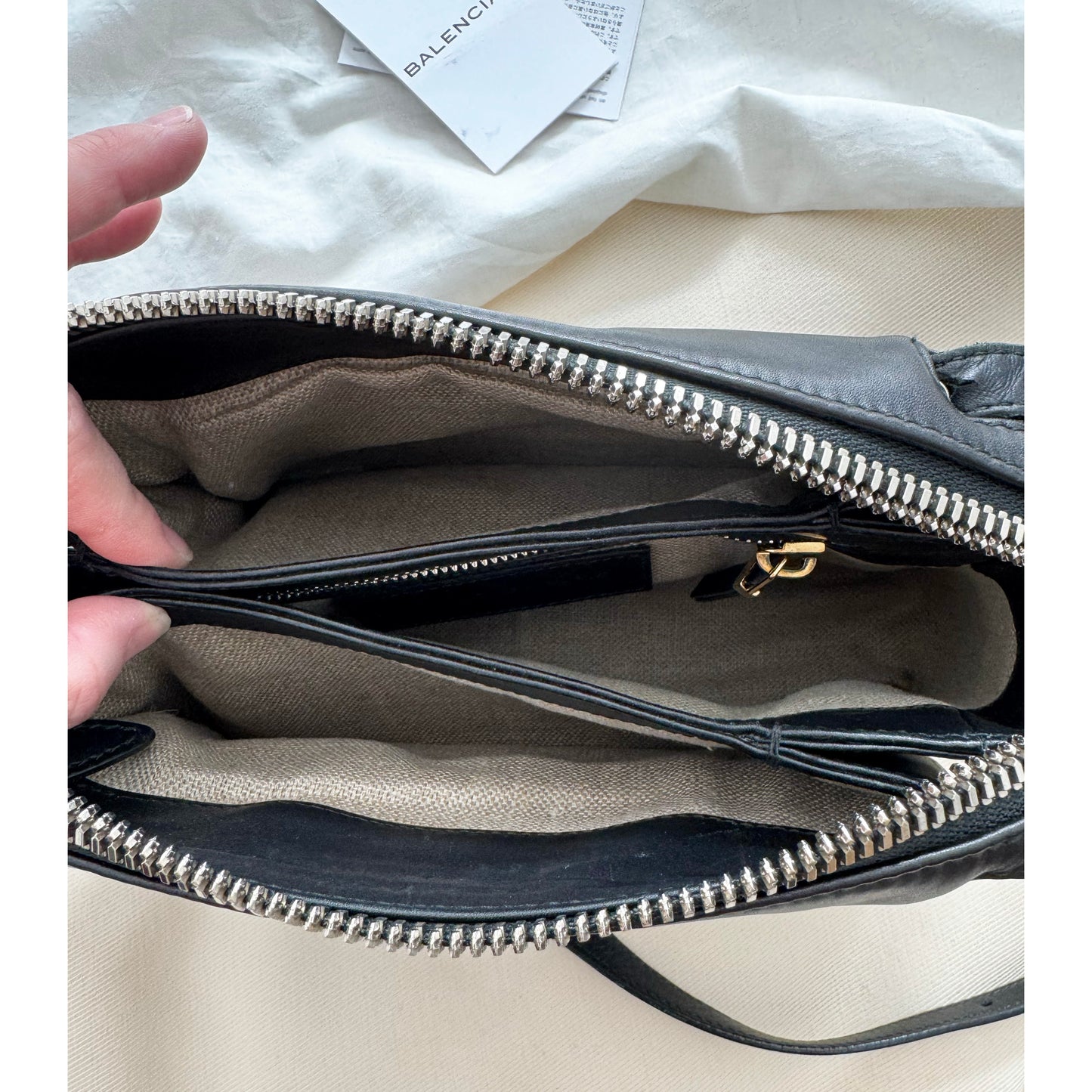 Balenciaga Joint Leather Shoulder Bag in Black