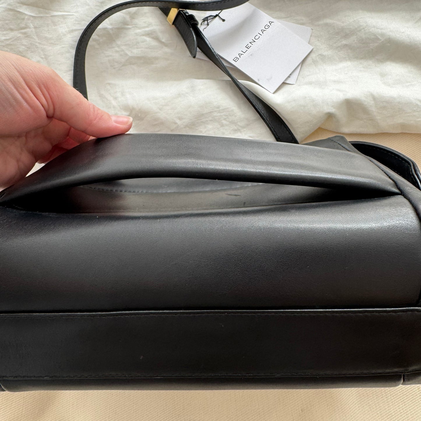 Balenciaga Joint Leather Shoulder Bag in Black