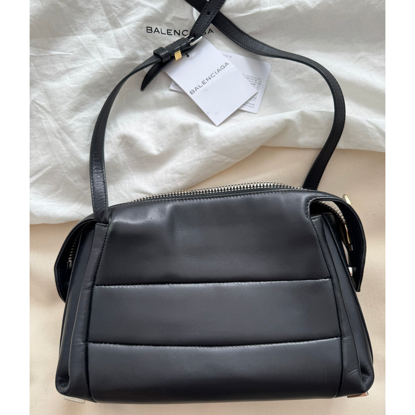Balenciaga Joint Leather Shoulder Bag in Black