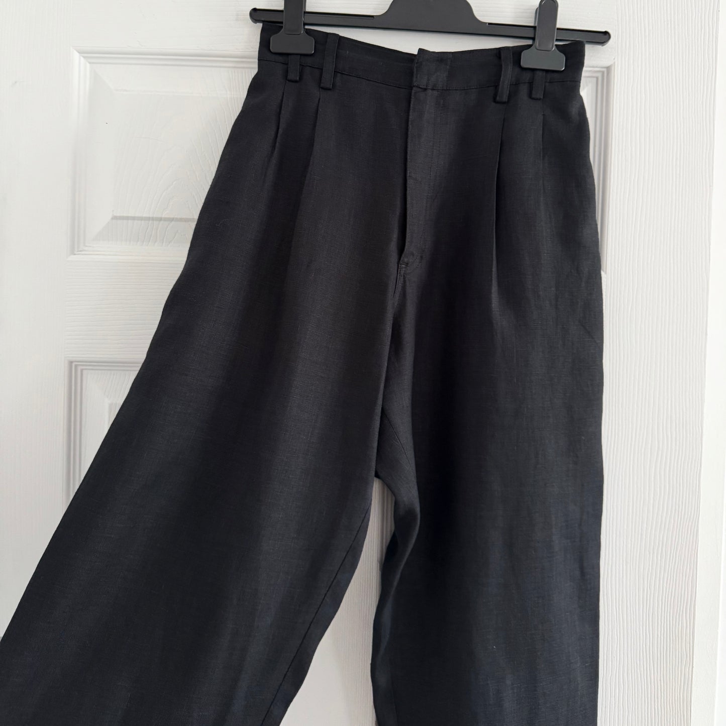 Balm Wears High Waisted Linen Pants in Black, size Small
