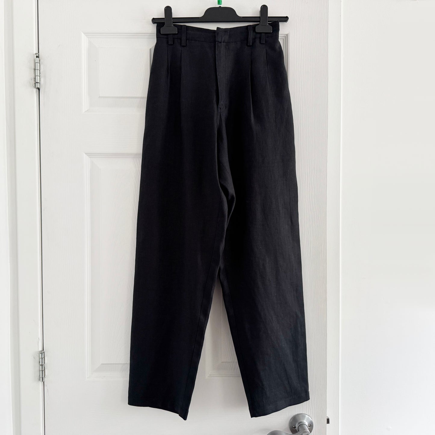 Balm Wears High Waisted Linen Pants in Black, size Small