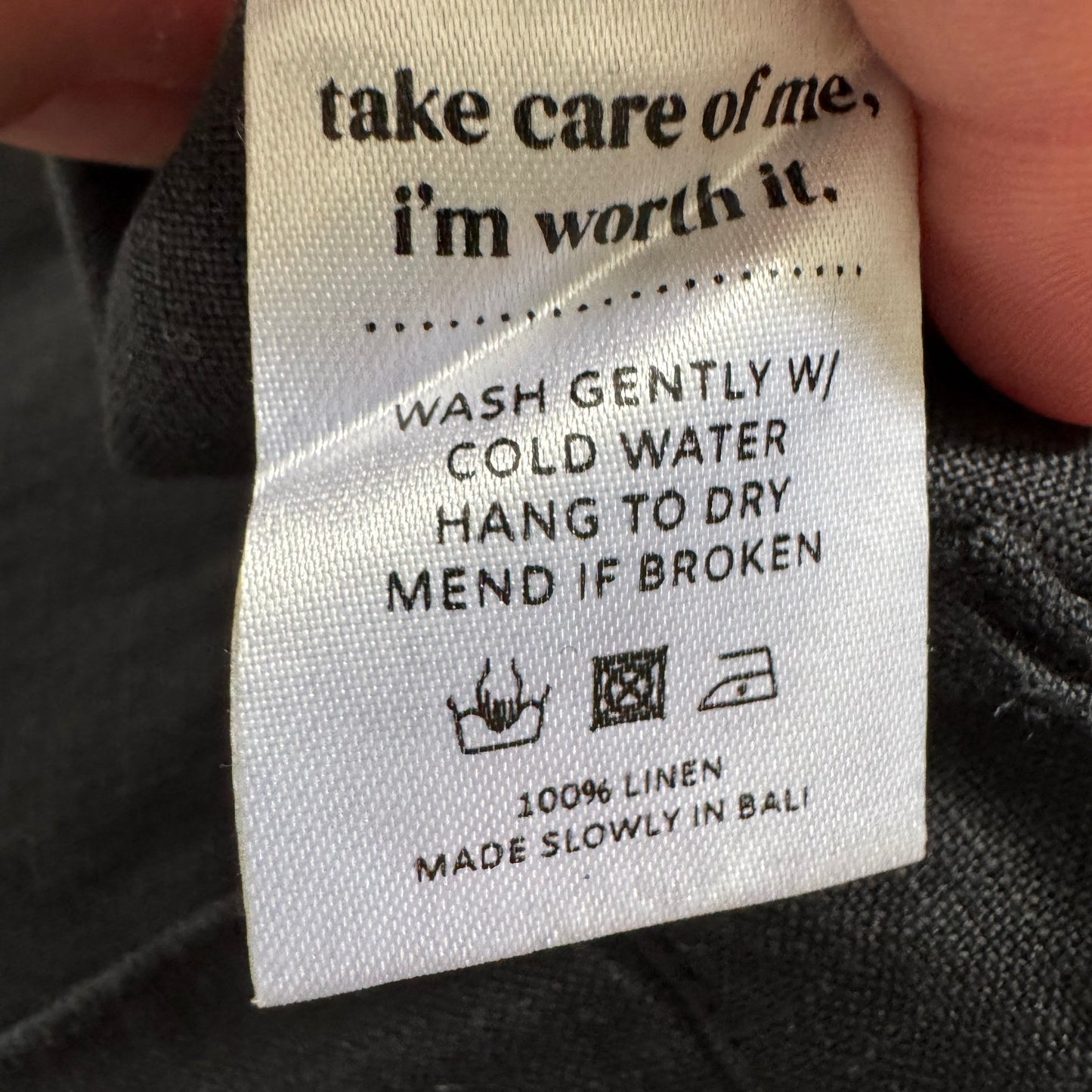 Balm Wears High Waisted Linen Pants in Black, size Small