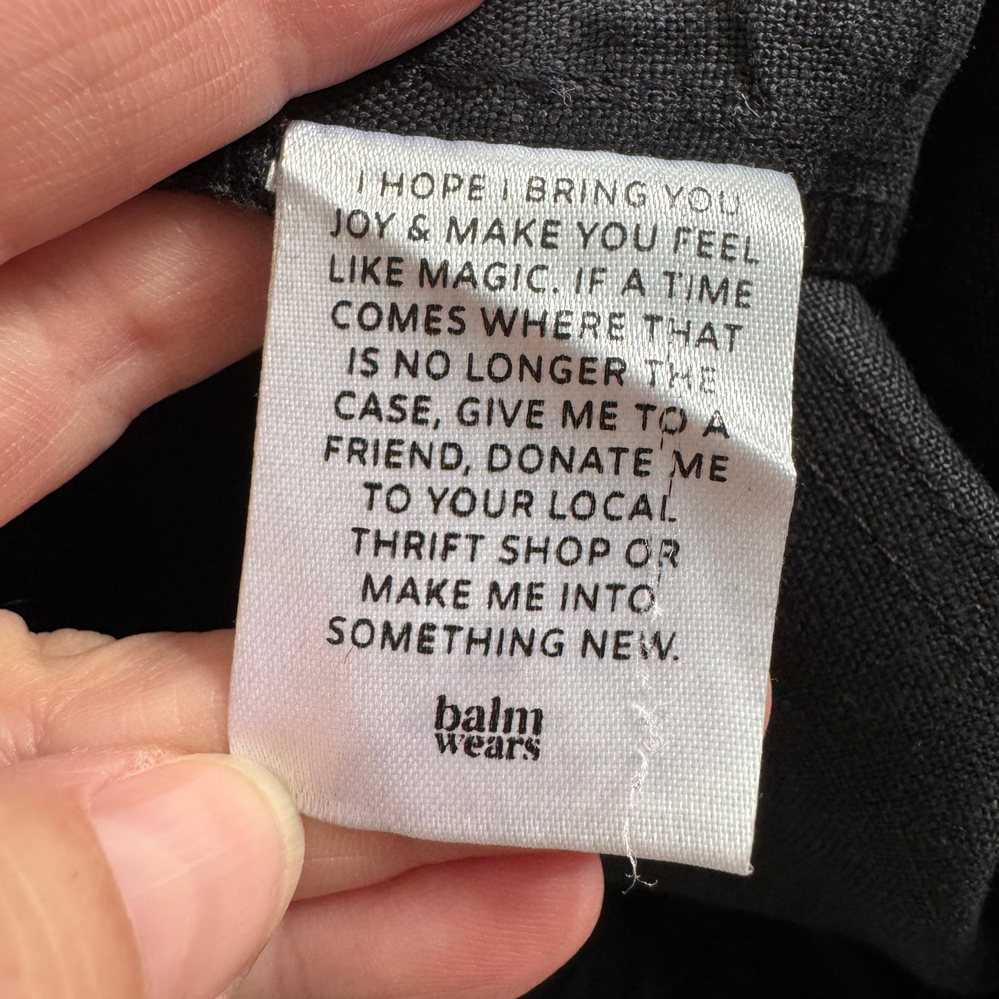 Balm Wears High Waisted Linen Pants in Black, size Small