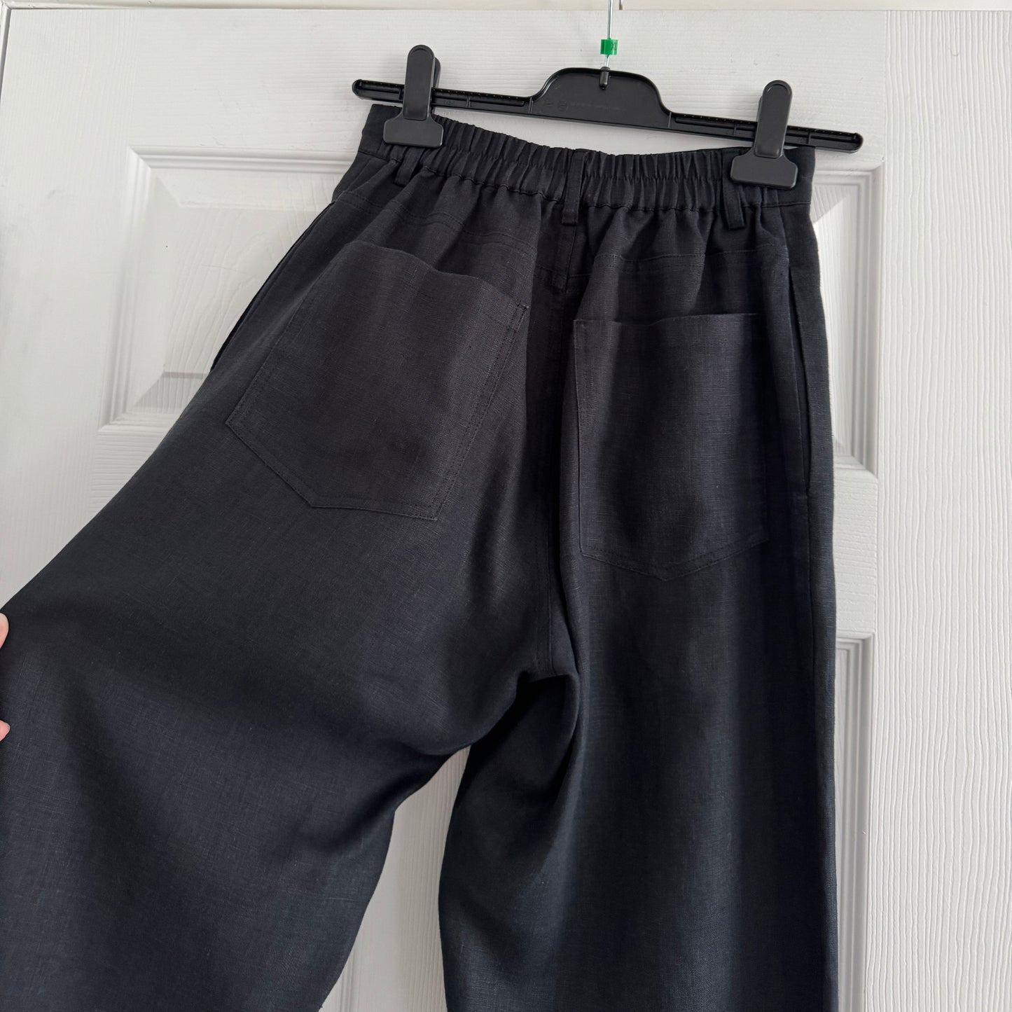 Balm Wears High Waisted Linen Pants in Black, size Small