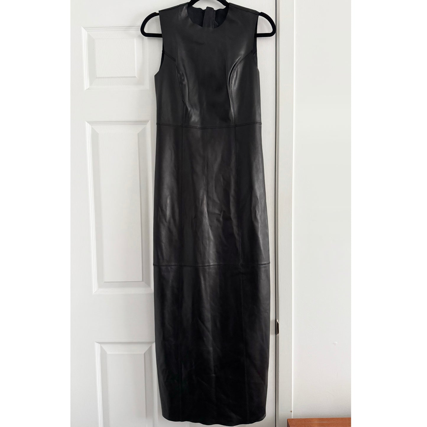 Banana Republic "Ines" Leather Maxi Dress in Black, size XS