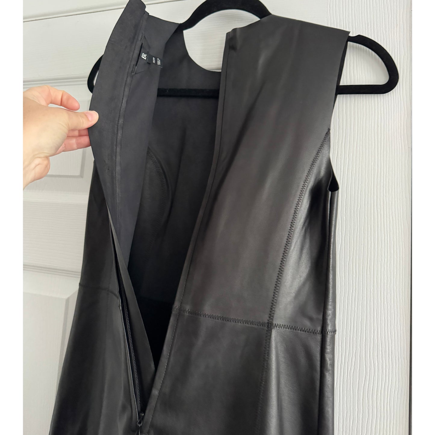 Banana Republic "Ines" Leather Maxi Dress in Black, size XS