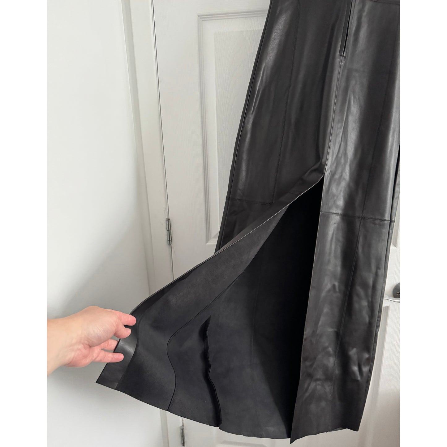 Banana Republic "Ines" Leather Maxi Dress in Black, size XS