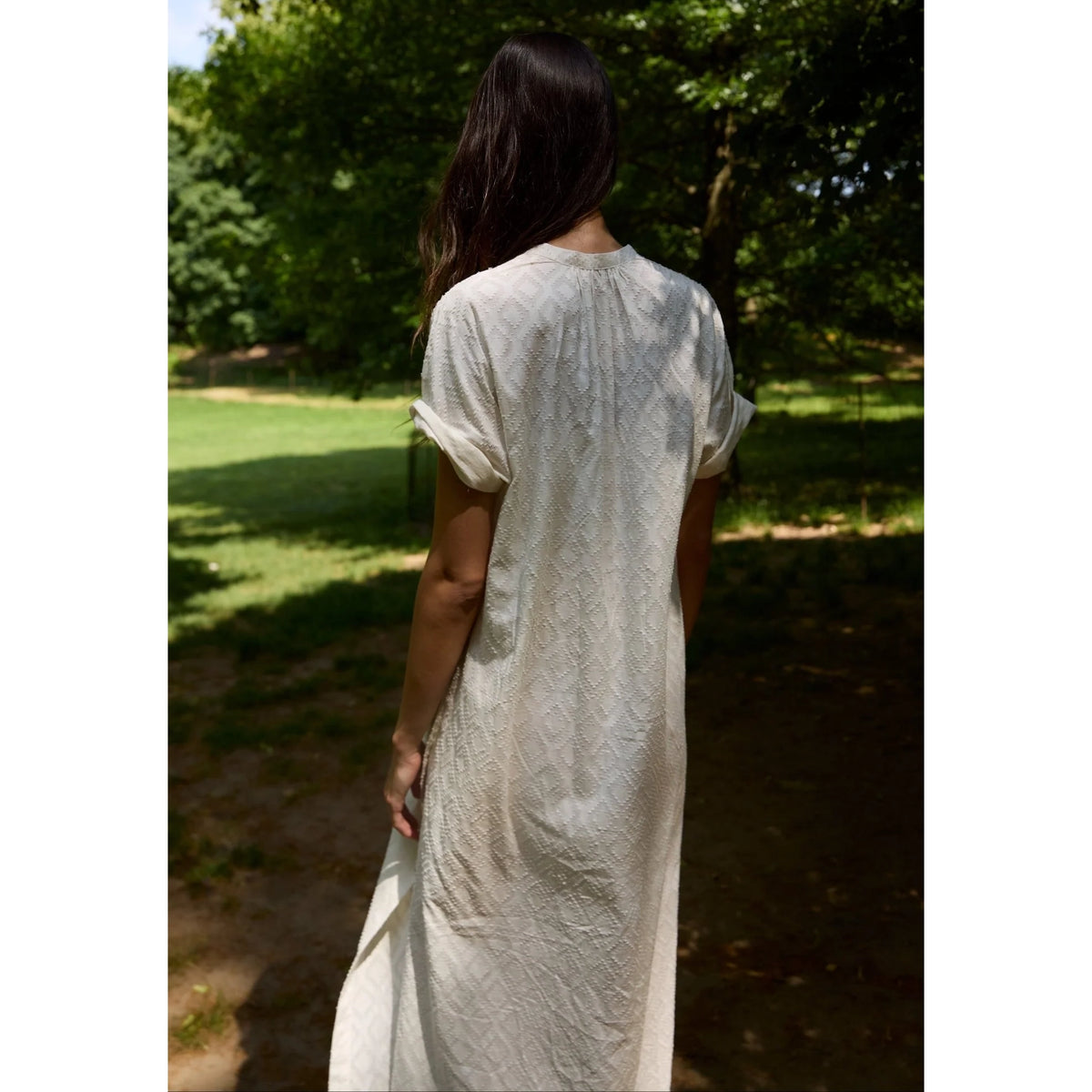 Zandra Stone "Bari" Button Side Cotton Dress in Ivory, size Medium