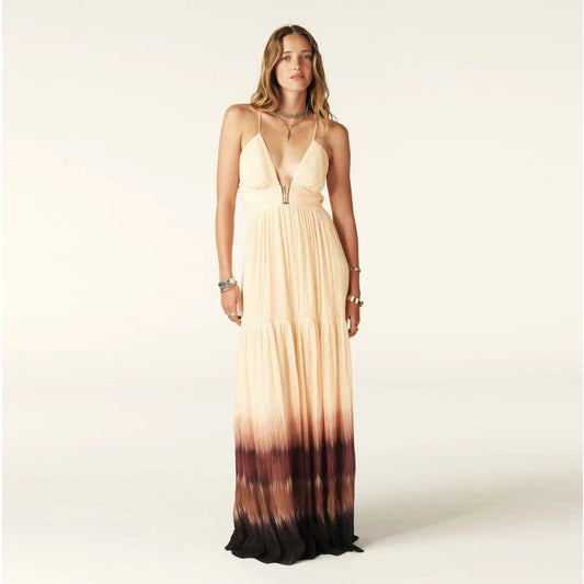 Ba&sh "Wila" Pleated Maxi Dress in "Rose", size Small