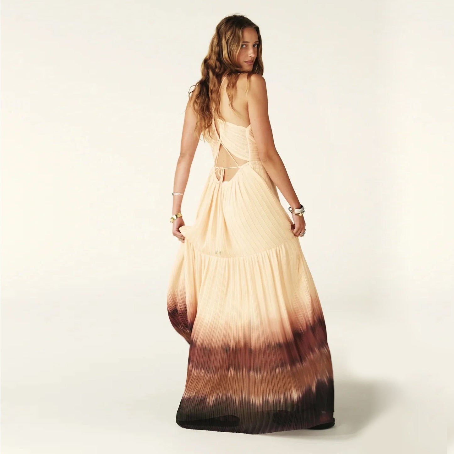 Ba&sh "Wila" Pleated Maxi Dress in "Rose", size Small