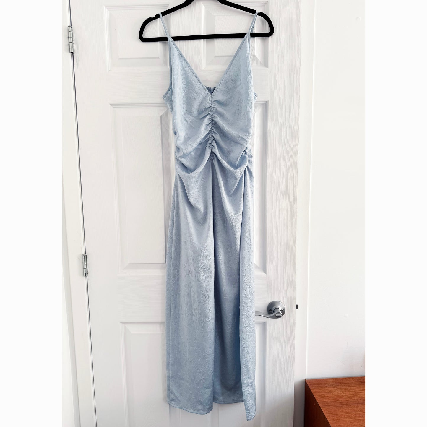 Baum Und Pferdgarten "Atalia" Gathered Satin Dress in Blue, size 38
