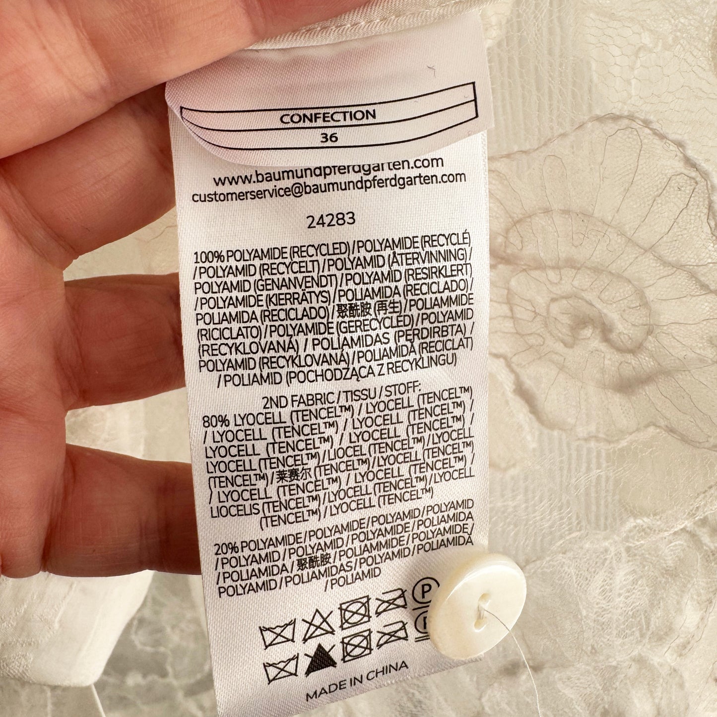 BAUM UND PFERDGARTEN "Annica" Lace Blouse in White, size 36