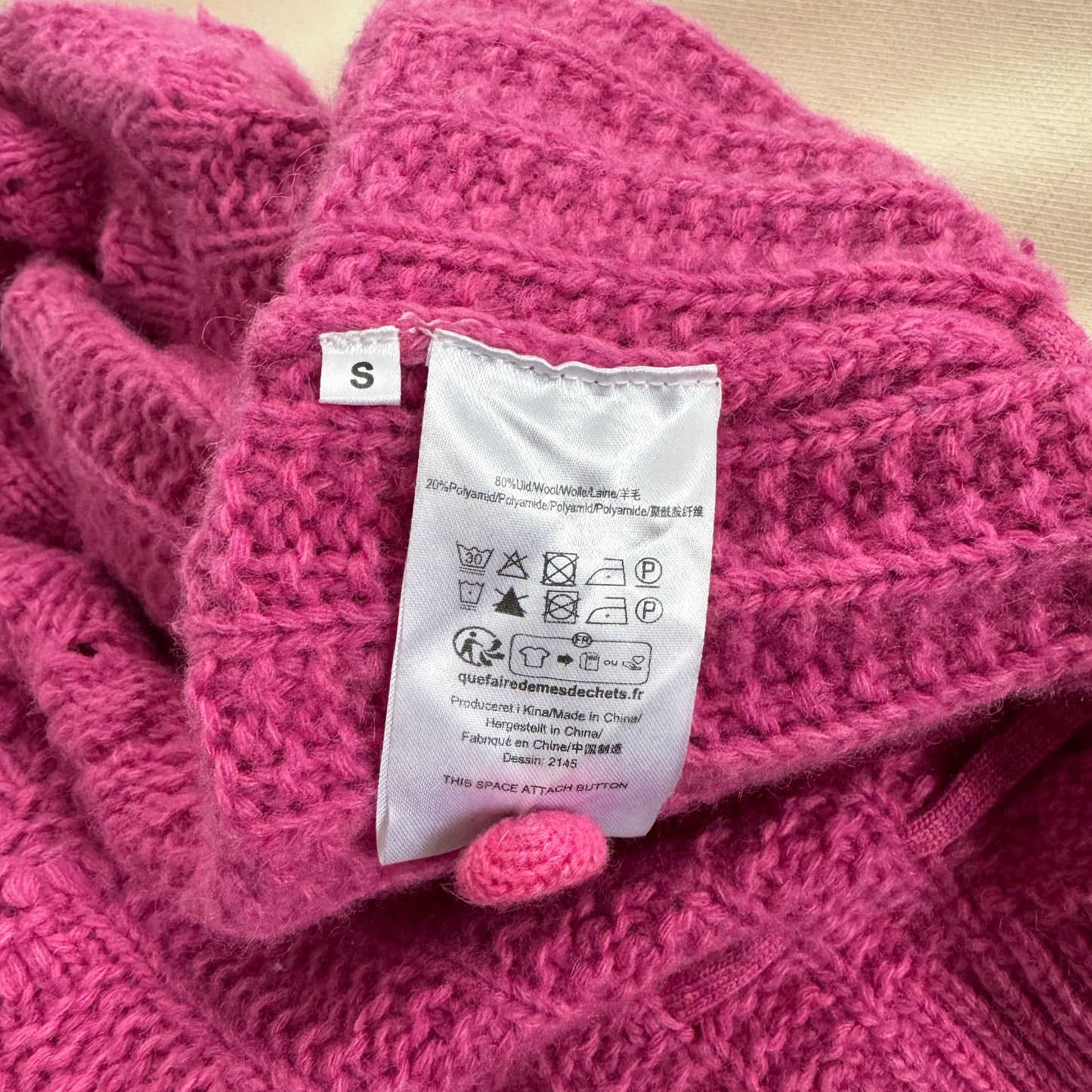 Baum und Pferdgarten "Cristina" Cable Knit Cardigan in Pink, Size Small