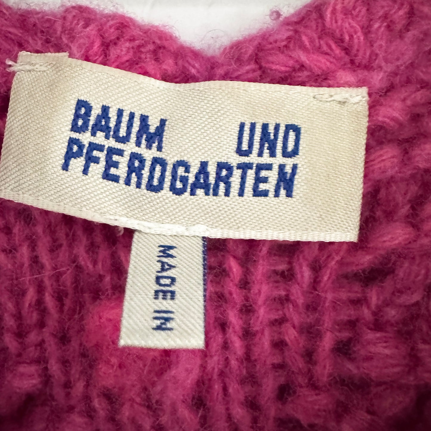 Baum und Pferdgarten "Cristina" Cable Knit Cardigan in Pink, Size Small
