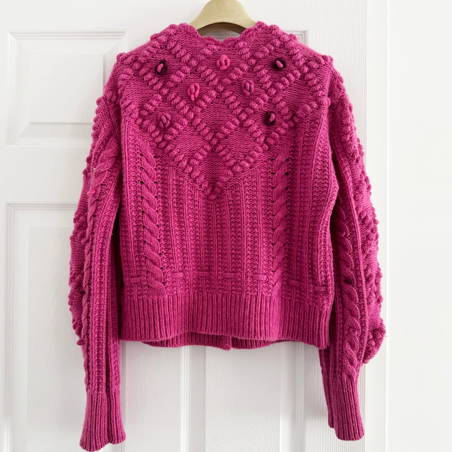 Baum und Pferdgarten "Cristina" Cable Knit Cardigan in Pink, Size Small