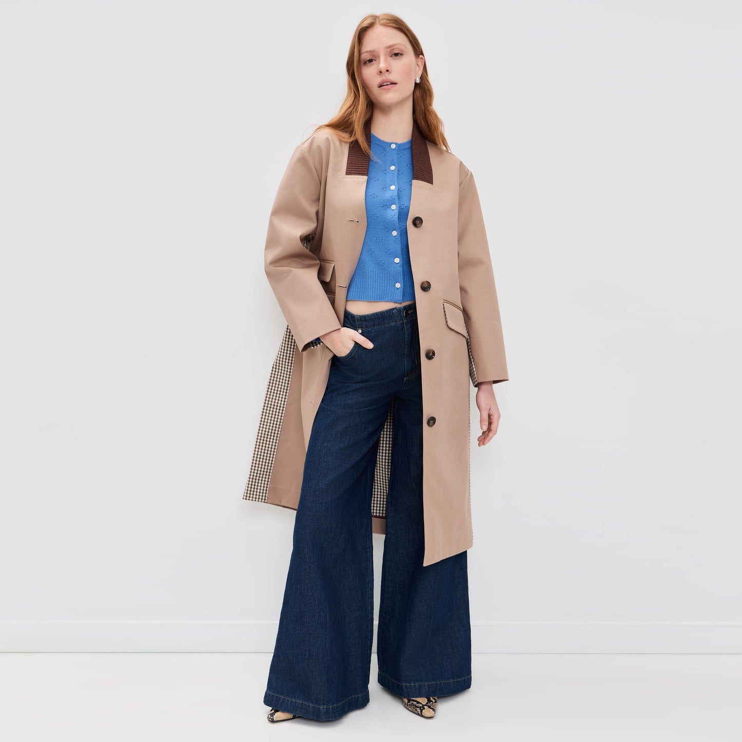 Baum und Pferdgarten "Dagny" Trench in "Portabella Camel Check", size 36 (fits size 4)