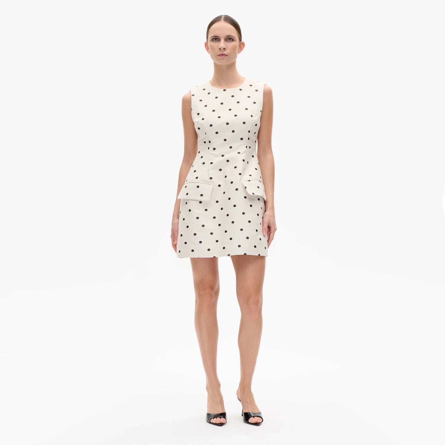 Baum und Pfertgarden "Amayah" Polka Dot Dress in Egret Cream Dot, size 36