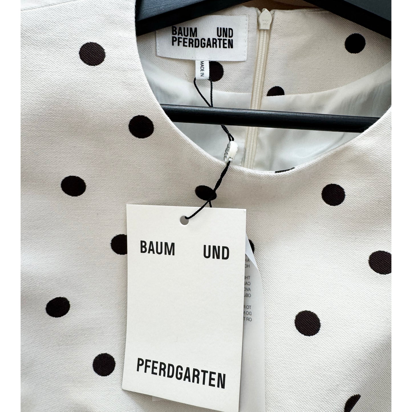 Baum und Pfertgarden "Amayah" Polka Dot Dress in Egret Cream Dot, size 36