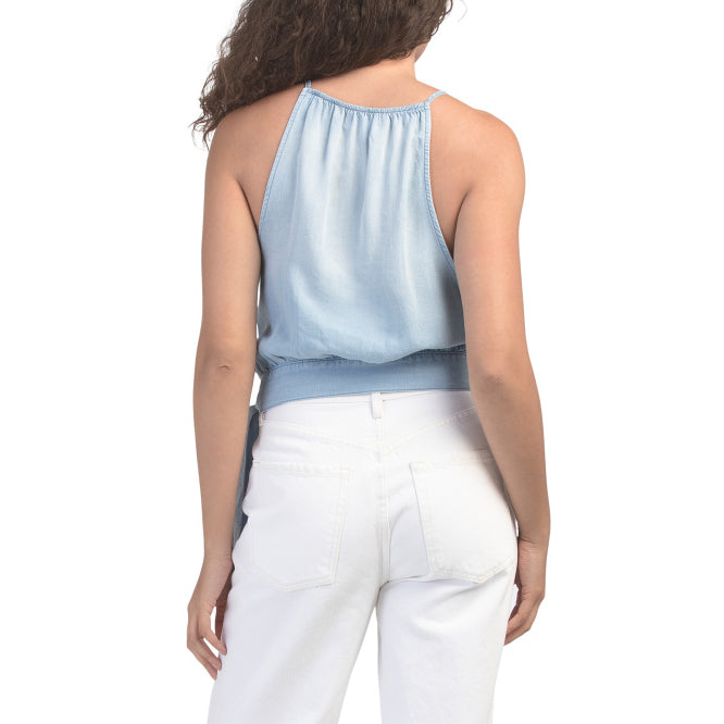 Bella Dahl Chambray Halter Top in Blue, size Small
