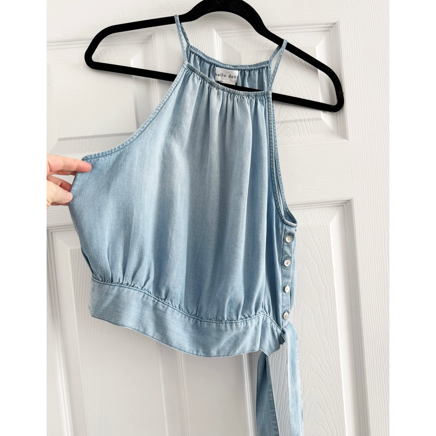 Bella Dahl Chambray Halter Top in Blue, size Small