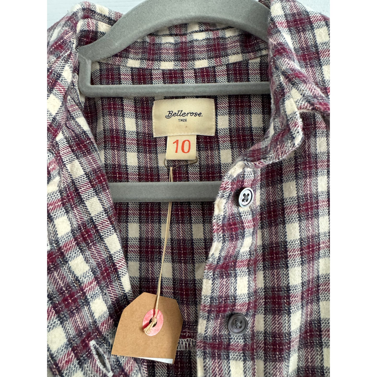 ** KIDS ** Bellerose Checked Cotton Flannel Dress, size 10 years